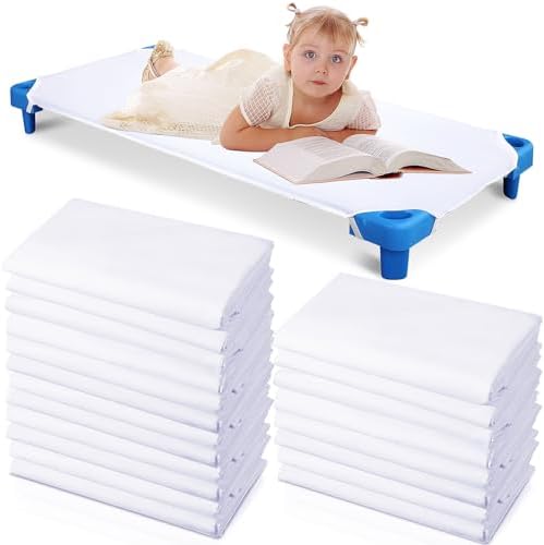 Macarrie 20 Pack Daycare Cot Sheets Soft Breathable White