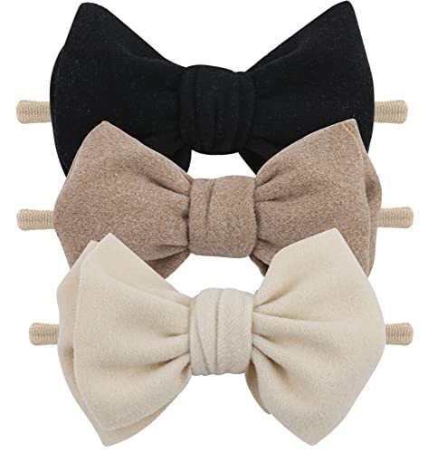 NociHah 3Pcs Cute Baby Headbands with Handmade Bows