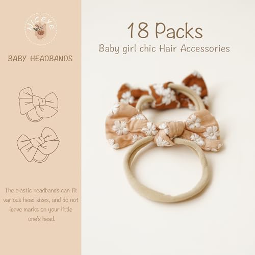 Niceye Baby Girl Bows and Headbands Set