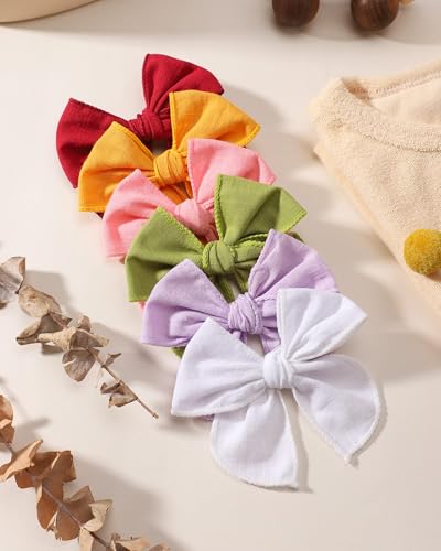 Doboi 20PCS Cotton Linen Bows for Girls Hair Clips