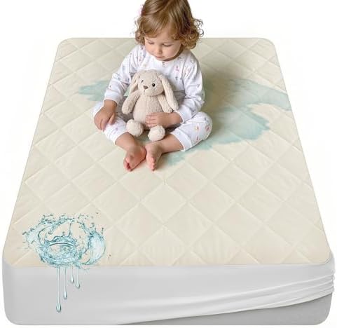 Lofe Organic Cotton Crib Mattress Protector - Waterproof Breathable Durable
