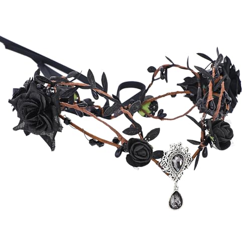 Renaissance Black Fairy Flower Crown for Women Girls