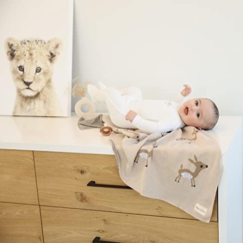 Bleu La La Soft Cotton Receiving Blanket - Deer Sage