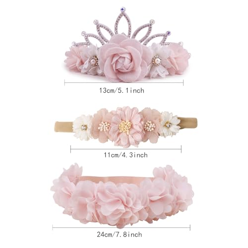 Baby Girl Floral Headbands - 3pcs Soft Elastic Hairband