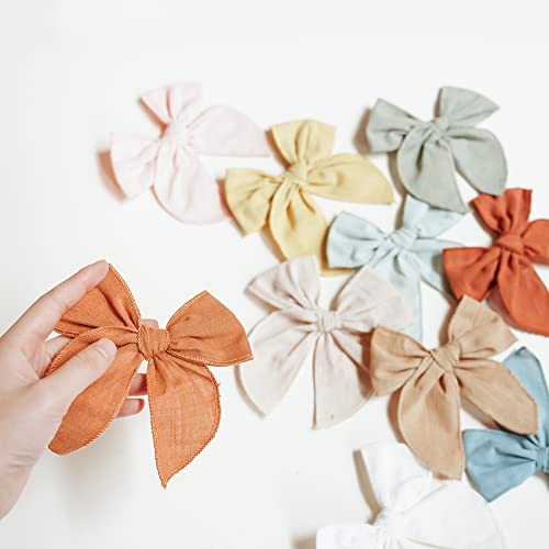 Niceye Fable Girls Hair Bows 45 Cotton Linen Alligator Clips