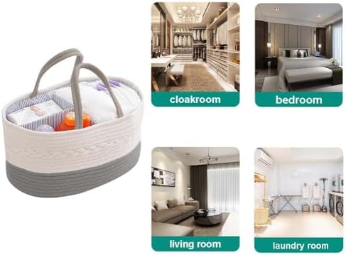 Cotton Woven Diaper Caddy with Removable Compartments