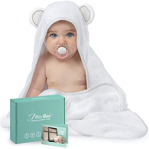 MINIBOO Hooded Baby Towel - Super Soft Bamboo Viscose for Newborns