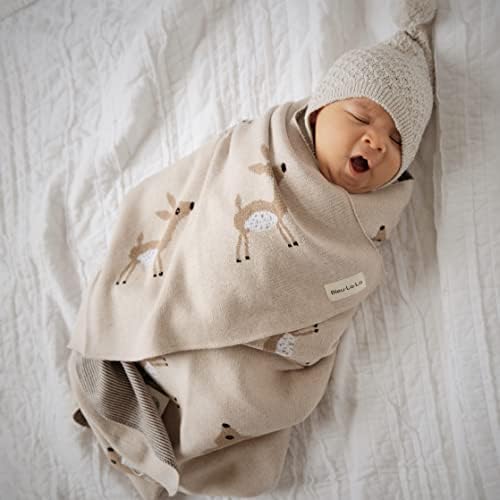 Bleu La La Soft Cotton Receiving Blanket - Deer Sage