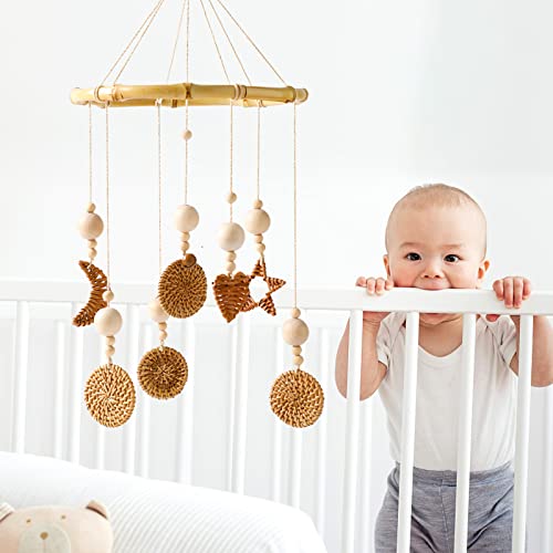 Handmade Rattan Crib Mobile for Baby Boy or Girl