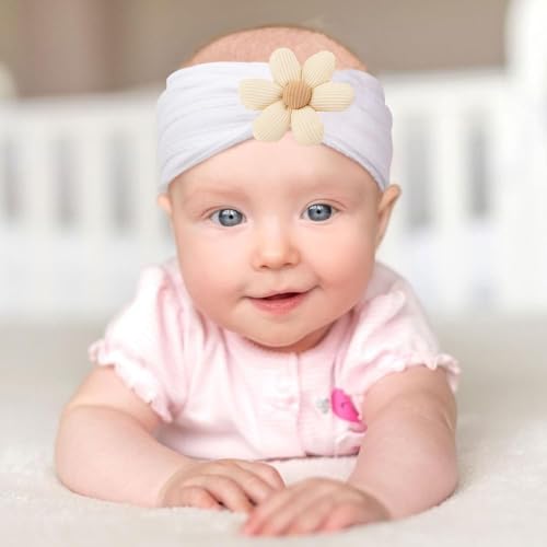 4PCS Baby Girls Flower Headbands Soft Nylon Hairbands for Kids