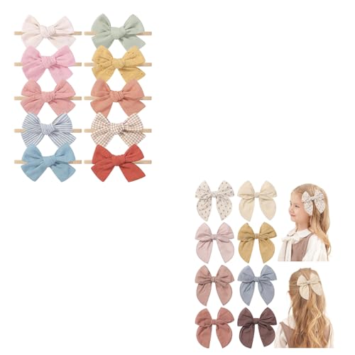 Doboi 10PCS Baby Girls Headbands with 8PCS Hair Clips and Bows 1