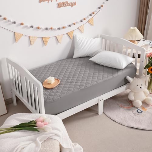 NTBAY 2 Pack Waterproof Mini Crib Mattress Protector - Smoke Grey