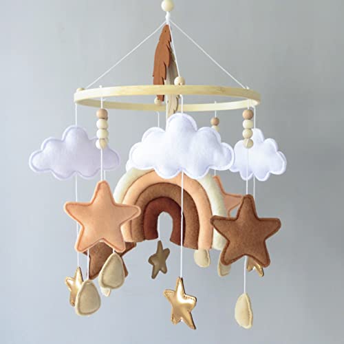 Goukurlsma Rainbow Felt Crib Mobile for Girls and Boys
