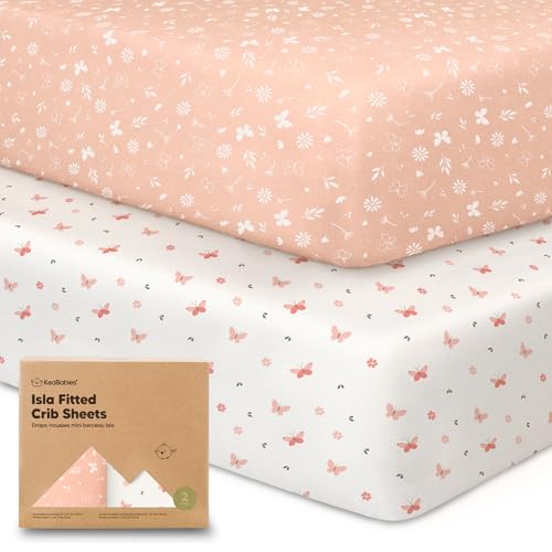 KeaBabies 2-Pack Bamboo Crib Sheets - Soft Breathable