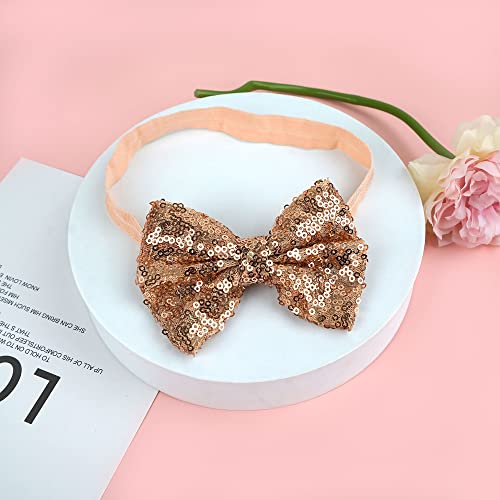 CellElection 15Pcs Sparkly Sequin Headbands for Baby Girls
