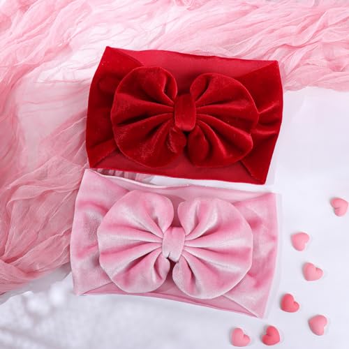 YanJie Velvet Bows Hairband - Soft Headbands for Baby Girls 2 Pack