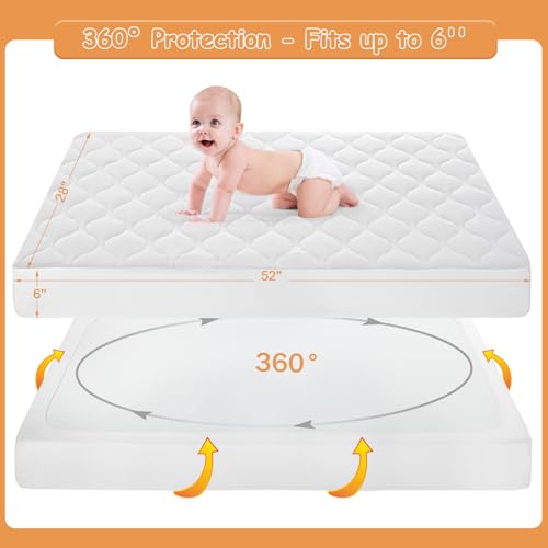 Yoofoss Waterproof Crib Mattress Protector 52x28