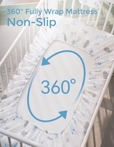 Momcozy Muslin Crib Sheets 52x28 2 Pack Soft Breathable Cotton 1