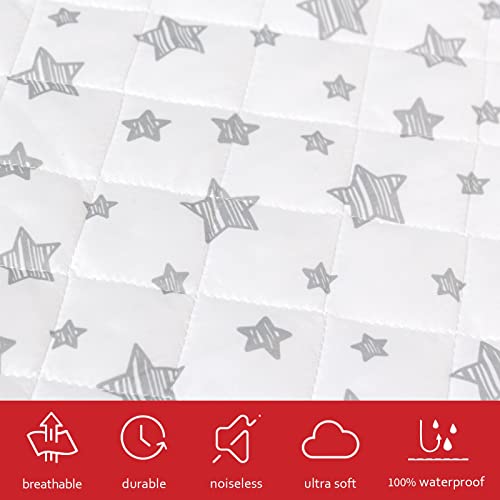 Moonsea Crib Mattress Protector 2 Pack Grey White Star