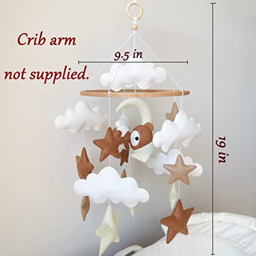 Neutral Crib Mobile with Sleeping Bear