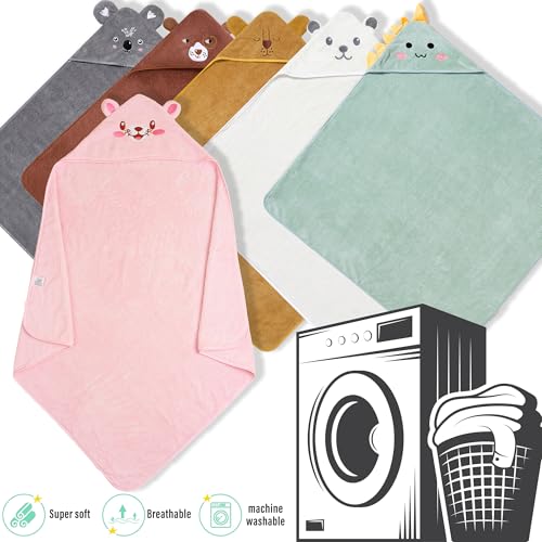 Yaiseiko 6 Pack Baby Hooded Bath Towels with Animal Hood