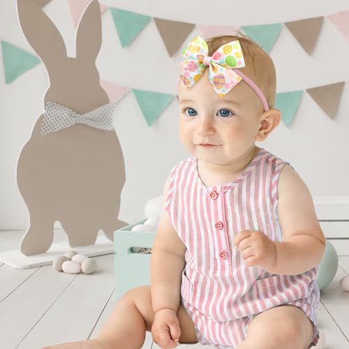 Easter Baby Bows for Girls - Pink Hair Bow Headbands Set