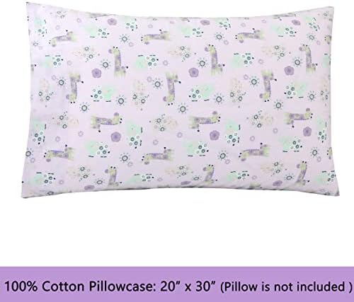 Danica 3-Piece Cotton Toddler Sheet Set Lavender Purple Giraffe Elephant