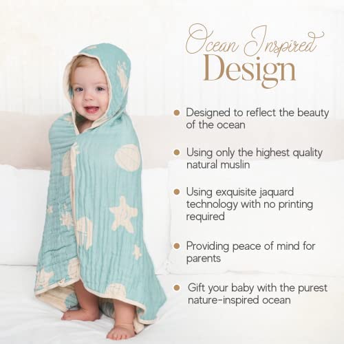 HardNok Ultra-Soft Muslin Baby Hooded Towel - 32 x 32 Inches