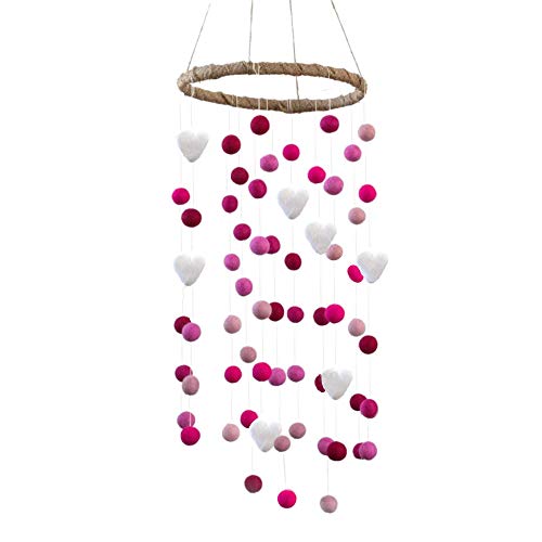 Matthew And Mae Felt Ball And Heart Ceiling Mobile
