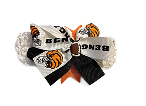 Handmade Bengals Baby Girl Bow Headband for Newborn to Adult