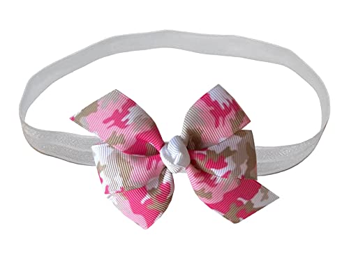WD2U Baby Girls Infant Pink Camouflage Hair Bow Stretch Headband