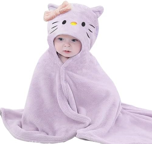 IFaryMes Toddler Bath Towel with Hood Purple-Cat