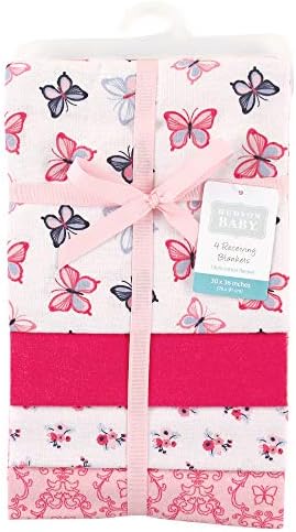 Hudson Baby Unisex Flannel Receiving Blankets with Butterflies One Size