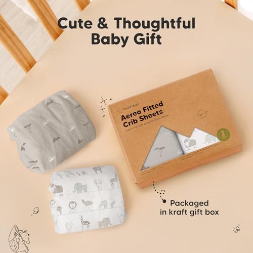 KeaBabies 2-Pack Fitted Crib Sheets - Soft Bamboo Cotton Breathable Durable