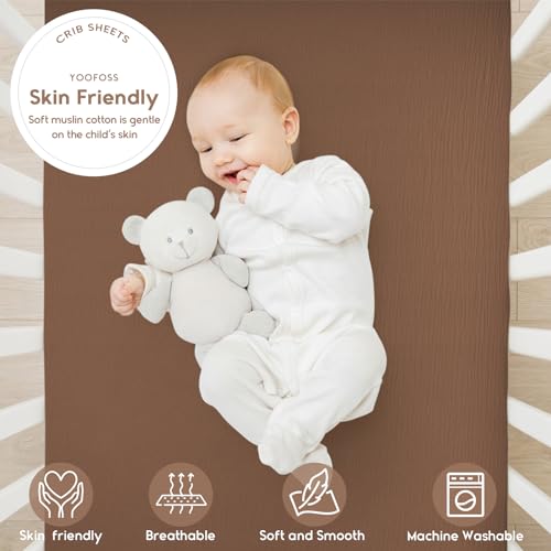 Yoofoss Muslin Crib Sheets 2 Pack Cotton Breathable