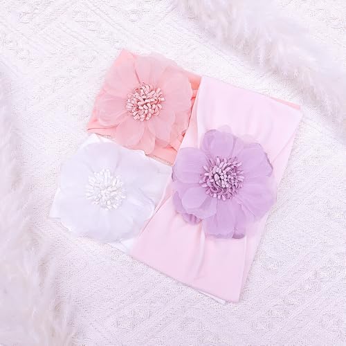 Yheahin Pink Flower Elastic Headband for Baby Girl