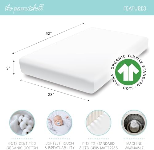 The Peanutshell 4-Pack Checked Crib Sheets - Soft Organic Cotton