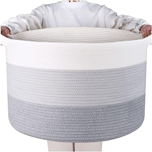 MINTWOOD Design 22x14 Inches Cotton Rope Storage Basket