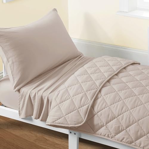 FLXXIE Toddler Bedding Set 4 Pieces Light Taupe