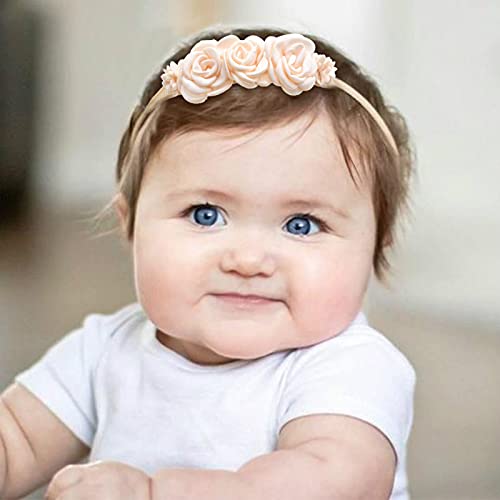 Baby Girl Headbands with Flowers 3PCS Elastic Hairbands