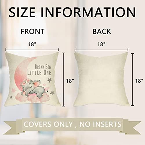 Ussap Elephant Dream Big Little One Throw Pillow Cover Pink Moon Cloud 18x18