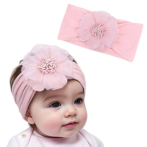 Yheahin Pink Flower Elastic Headband for Baby Girl