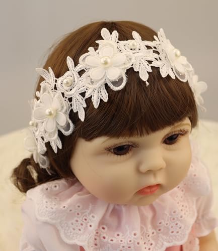 Bethynas Soft Lace Pearl Baby Headband