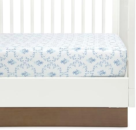 Delta Children Organic Cotton Fitted Crib Sheets - Blue Botanicals Pack of 2