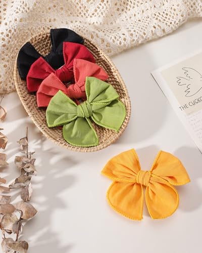 Doboi 20PCS Cotton Linen Bows for Girls Hair Clips