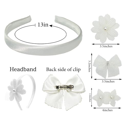 Esumun Baby Pearl Bow Headband and Clips Set