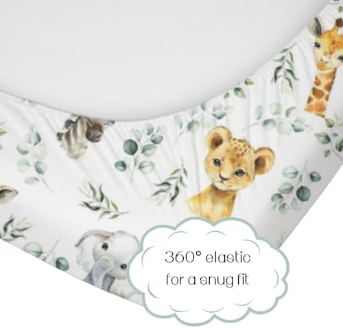 HawSkgFub African Safari Crib Sheet with Elephant and Zebra Pattern