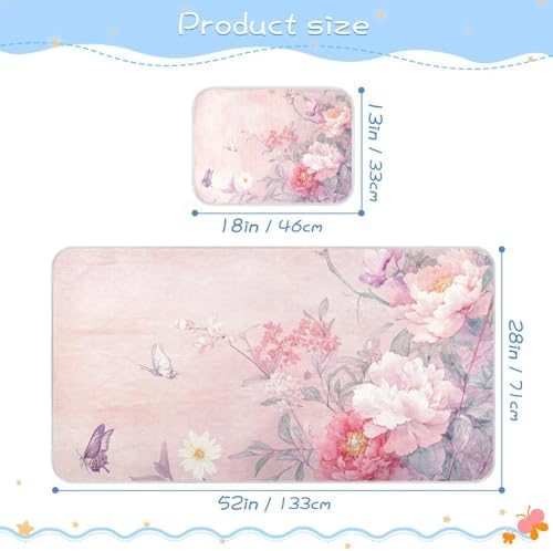 Chinese Style Flowers Peach Cooling Baby Mattress Pad