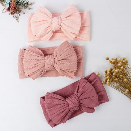 Handmade Baby Girls Headbands with Bows Pink