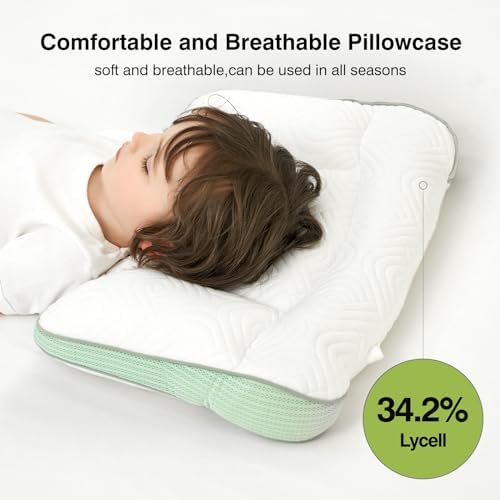 RESTIRY Toddler Pillow 2-6 Years Breathable Heat Dissipating Support Pillow